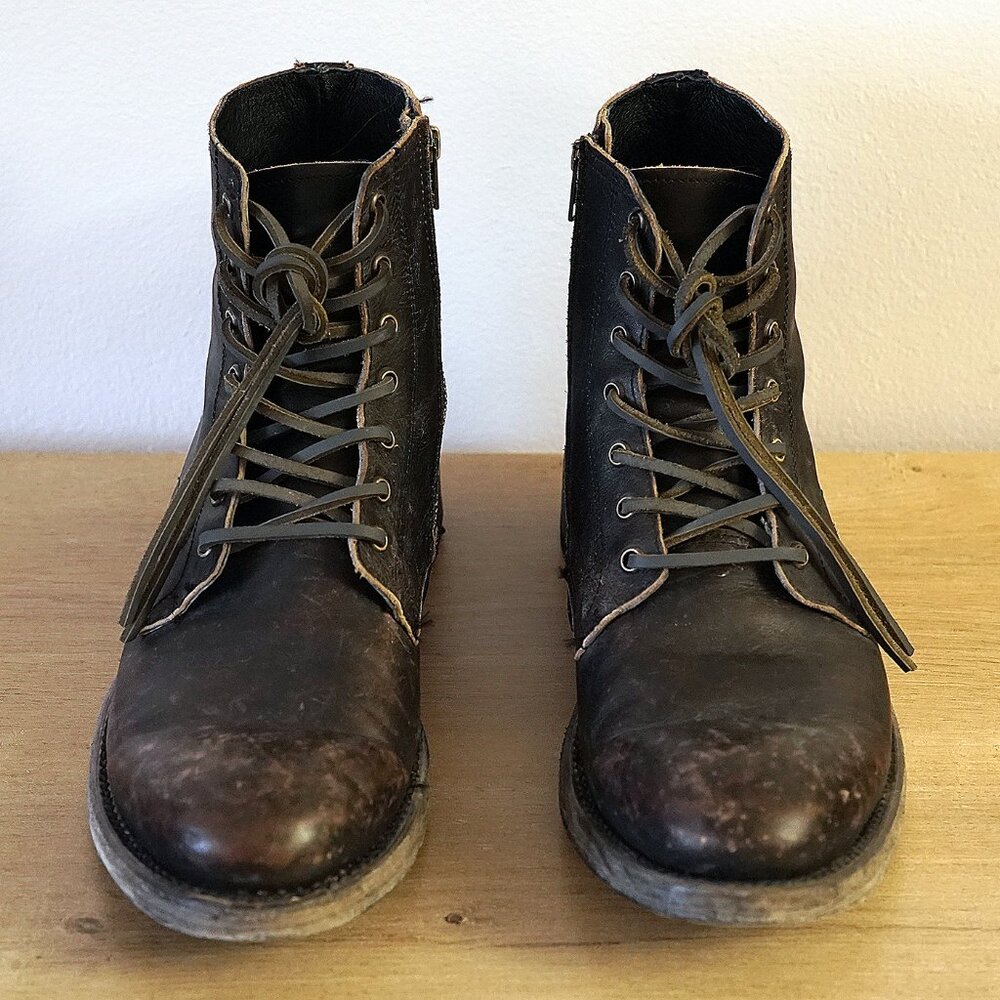 Freebird by Steven PENDLETON Men's Black Distressed Military Boots 12 US